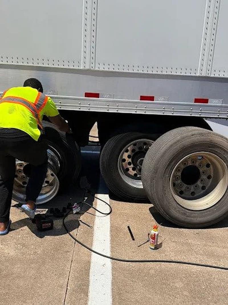 On-site tire service for 18-wheeler